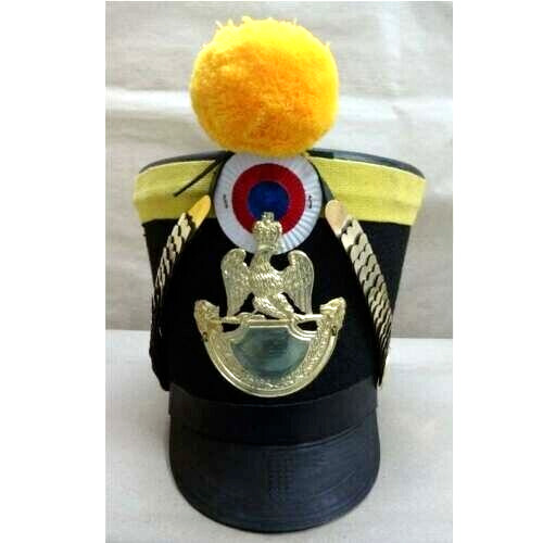 Reproduction French Napoleonic Shako Helmet with Black Felt Yellow Cloth Banding