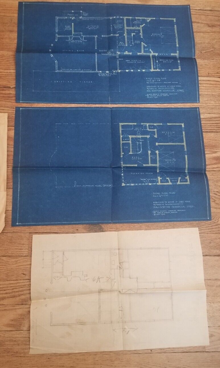 Original 1936 Plymouth architectural house blueprints Joseph Everett Chandler 