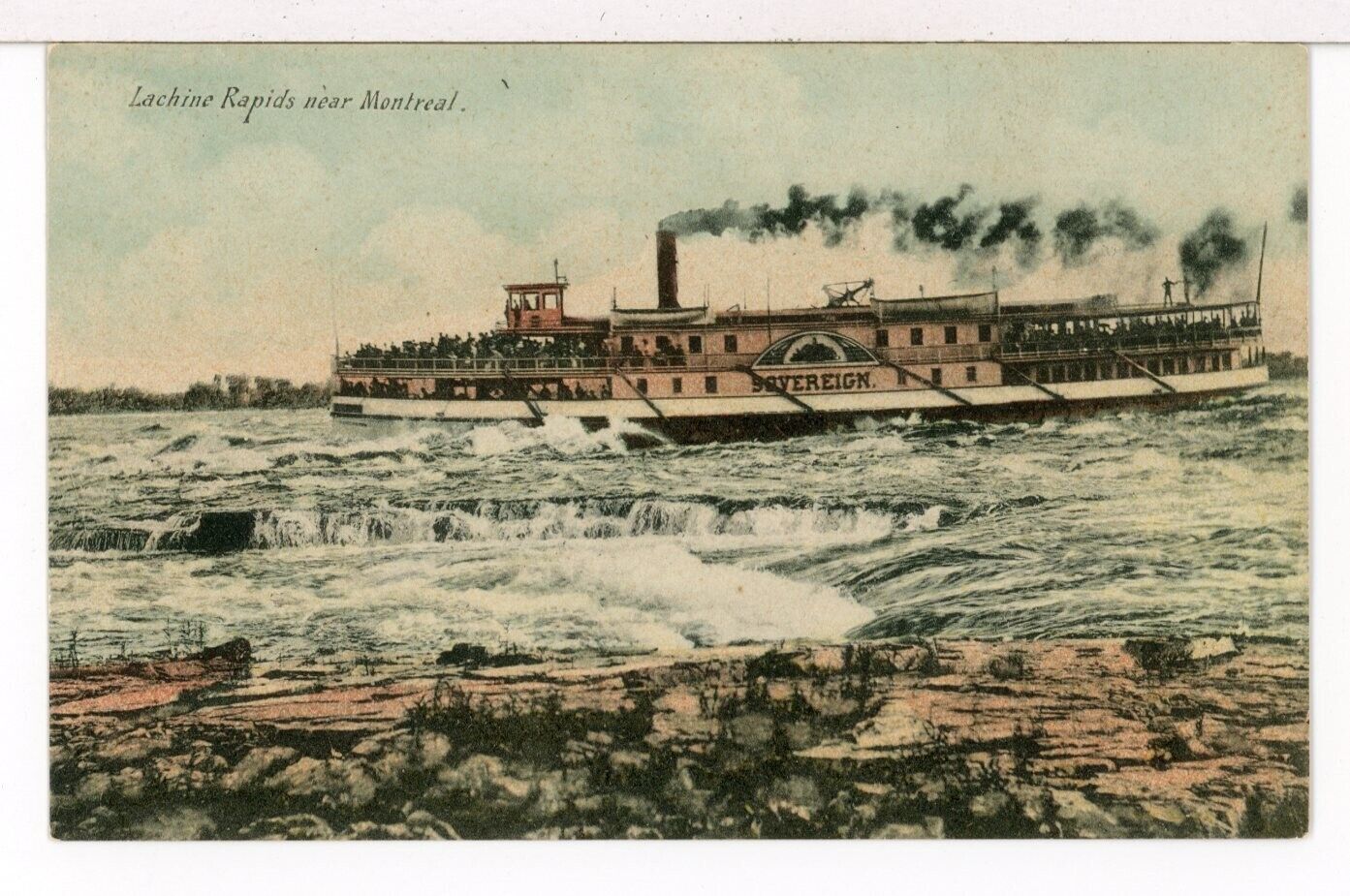 1907 - 1915 SW SOVEREIGN Ottawa River Nav. Co., in Lachine Rapids Ships Postcard