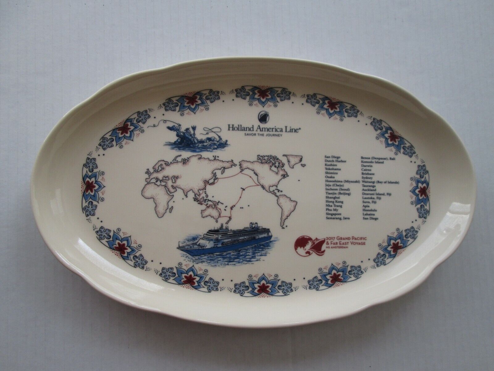 Holland America MS Amsterdam 2017 Grand Pacific & Far East Voyage Oval Platter
