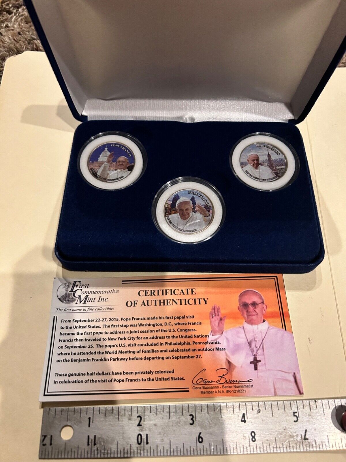2015 First Commemorative Mint Pope Francis 2015 US Visit Half Dollar Coin Set of