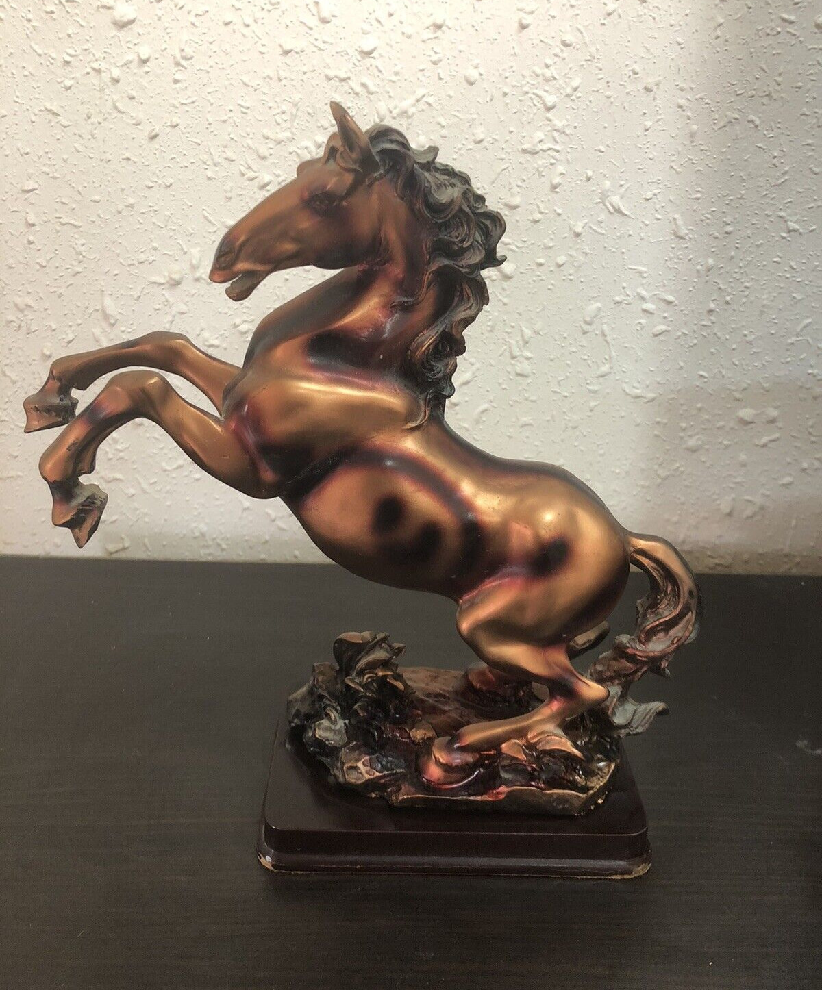 Vintage Brown Rearing Horse Statue Ceramic Decorative Sculpture