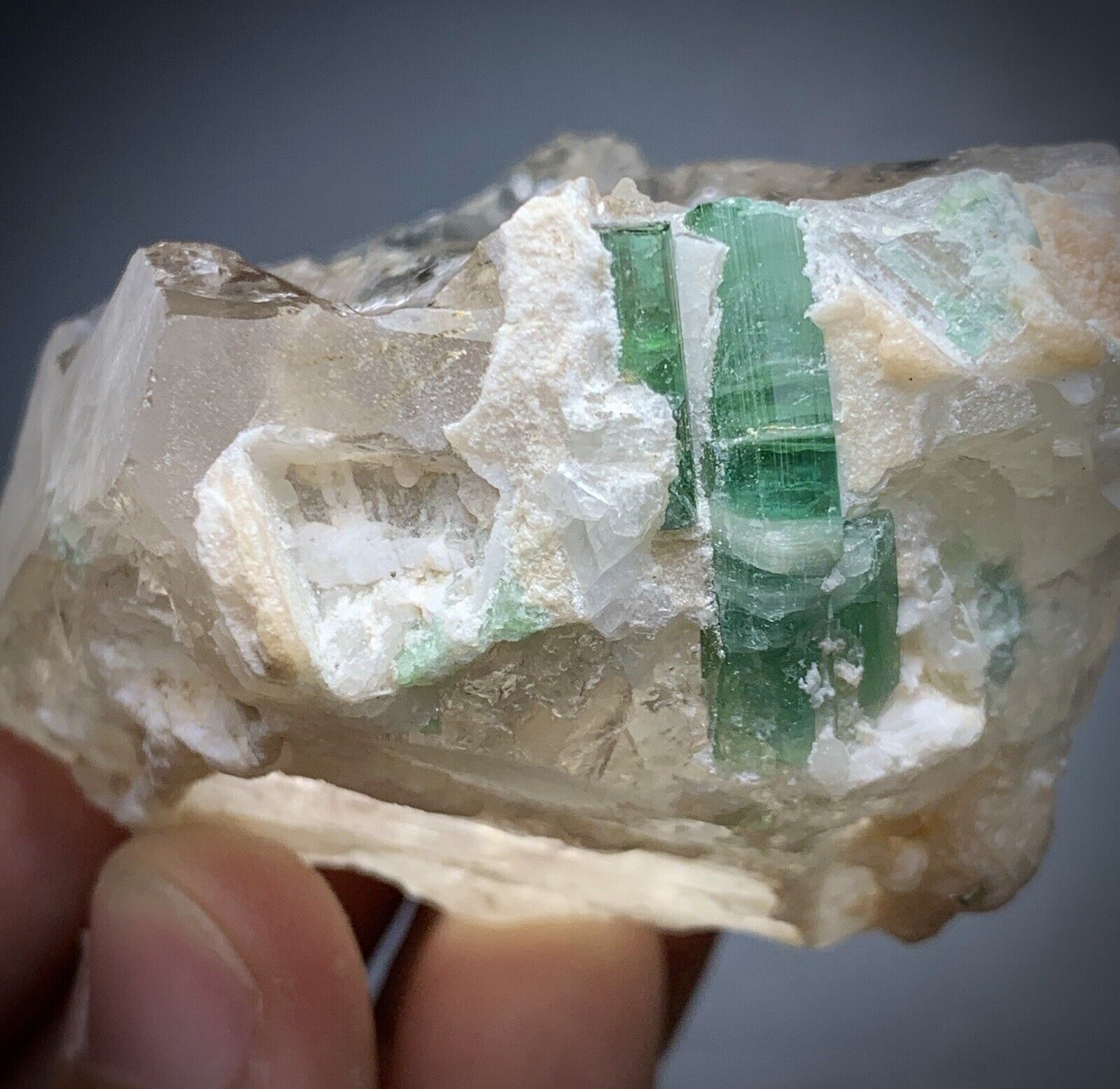 528 Ct Tourmaline Crystal With Quarts From Afghanistan.