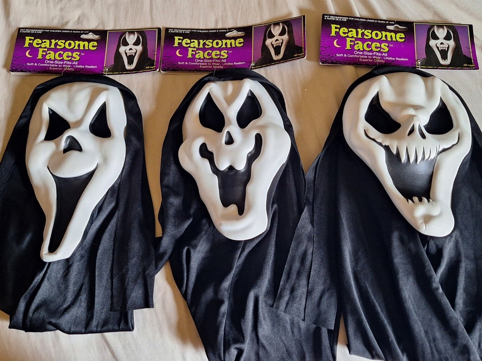 Set Of Tagged Rare Foam Fun World Fearsome Faces Scream Mask Asst