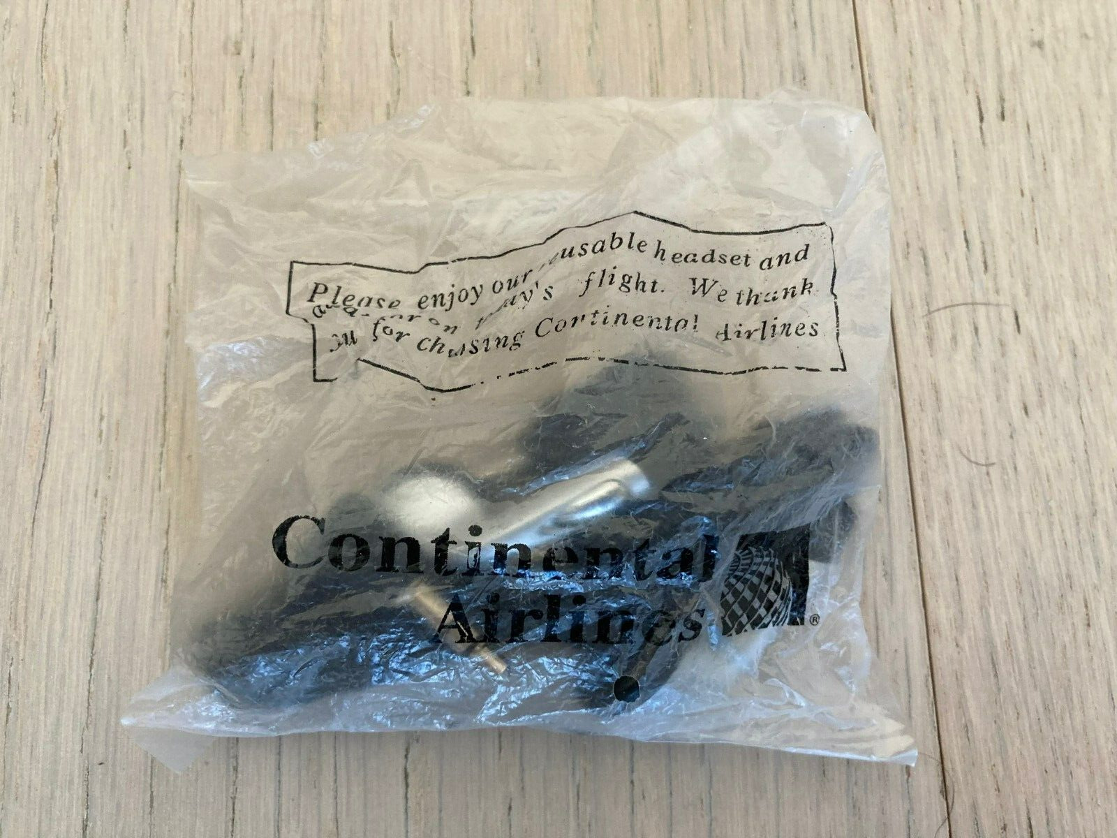 NEW Continental Airlines Earphones Original Bag Never Opened 3.5mm w/ Adapter