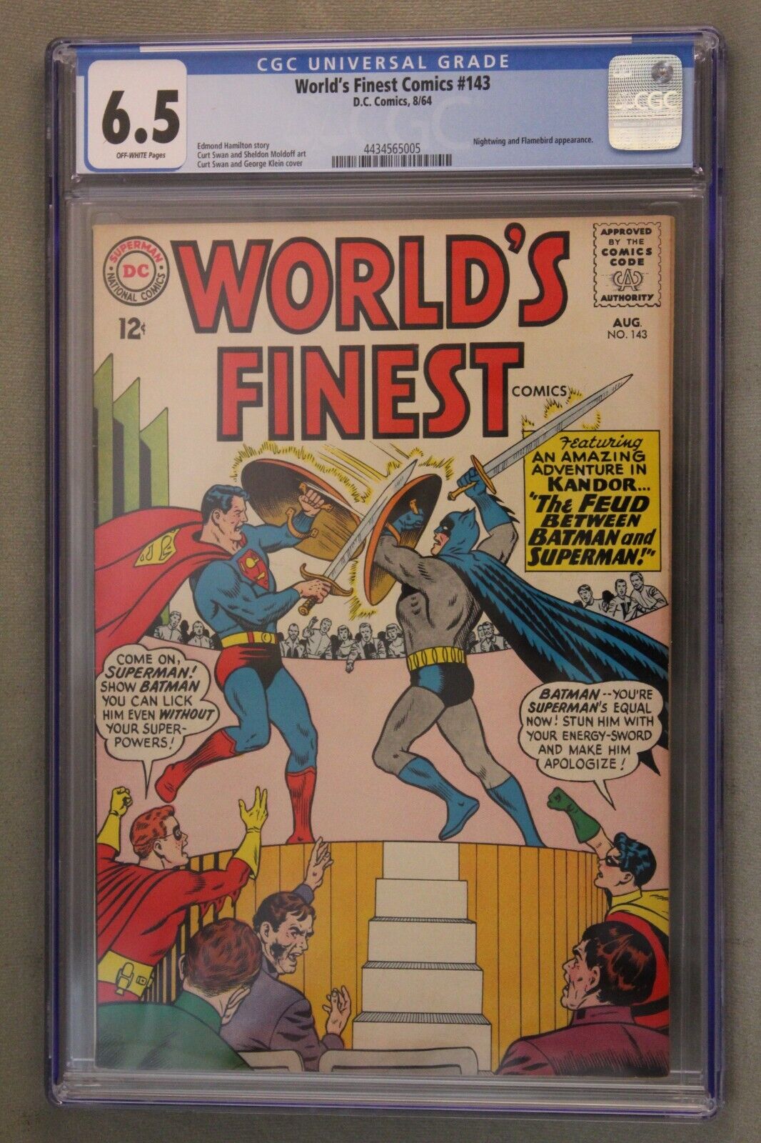 World's Finest #143 ~ D.C. Comics, 8/64 ~ CGC Graded at 6.5, Off-White Pages
