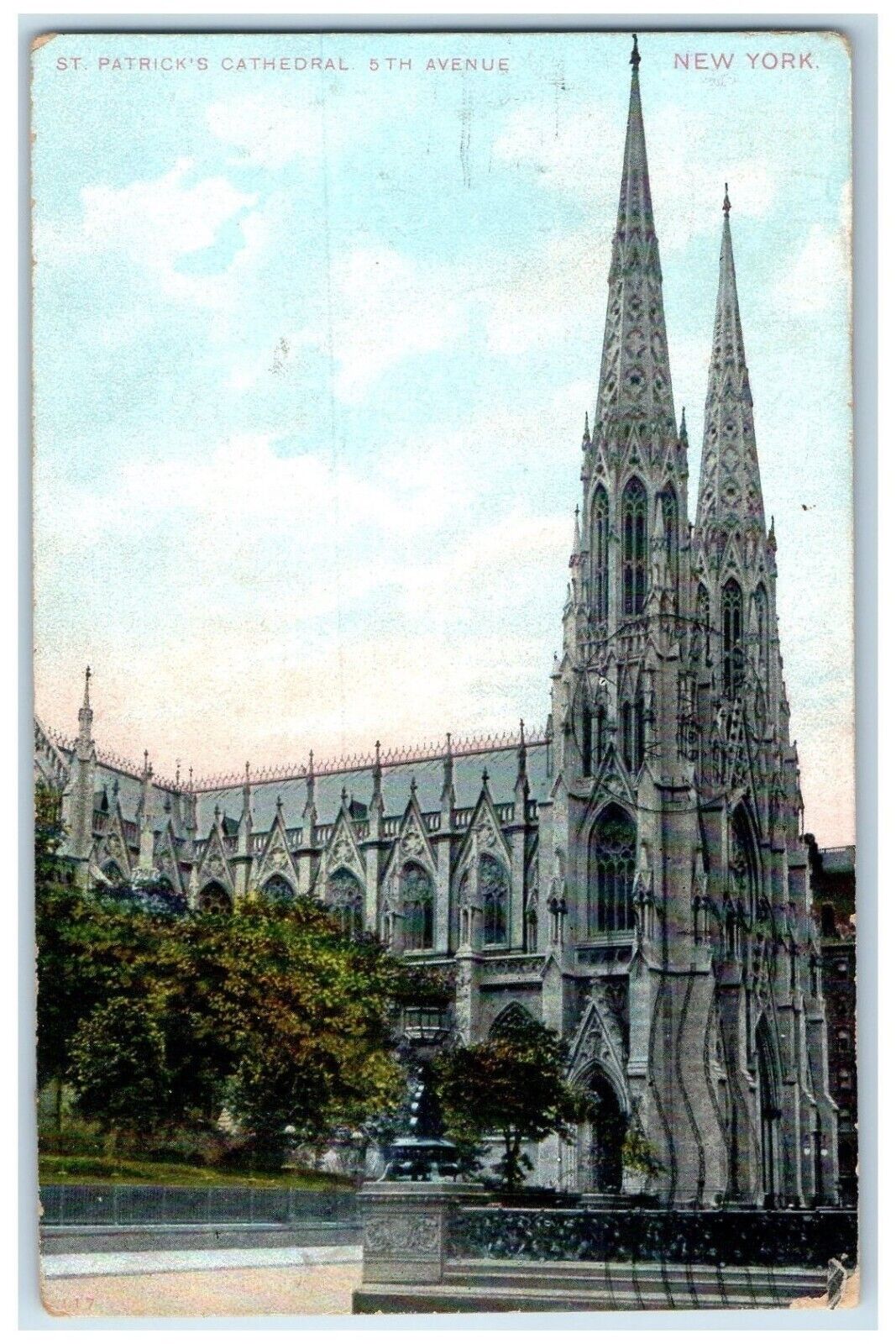 1908 St. Patrick\'s Cathedral 5th Avenue Exterior Church Chapel New York Postcard