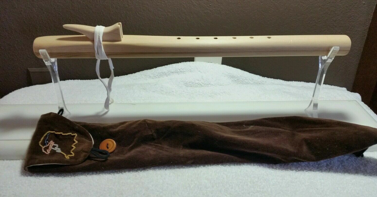 Beautiful Vintage Wood Custom Made Flute W/Beaded Bag