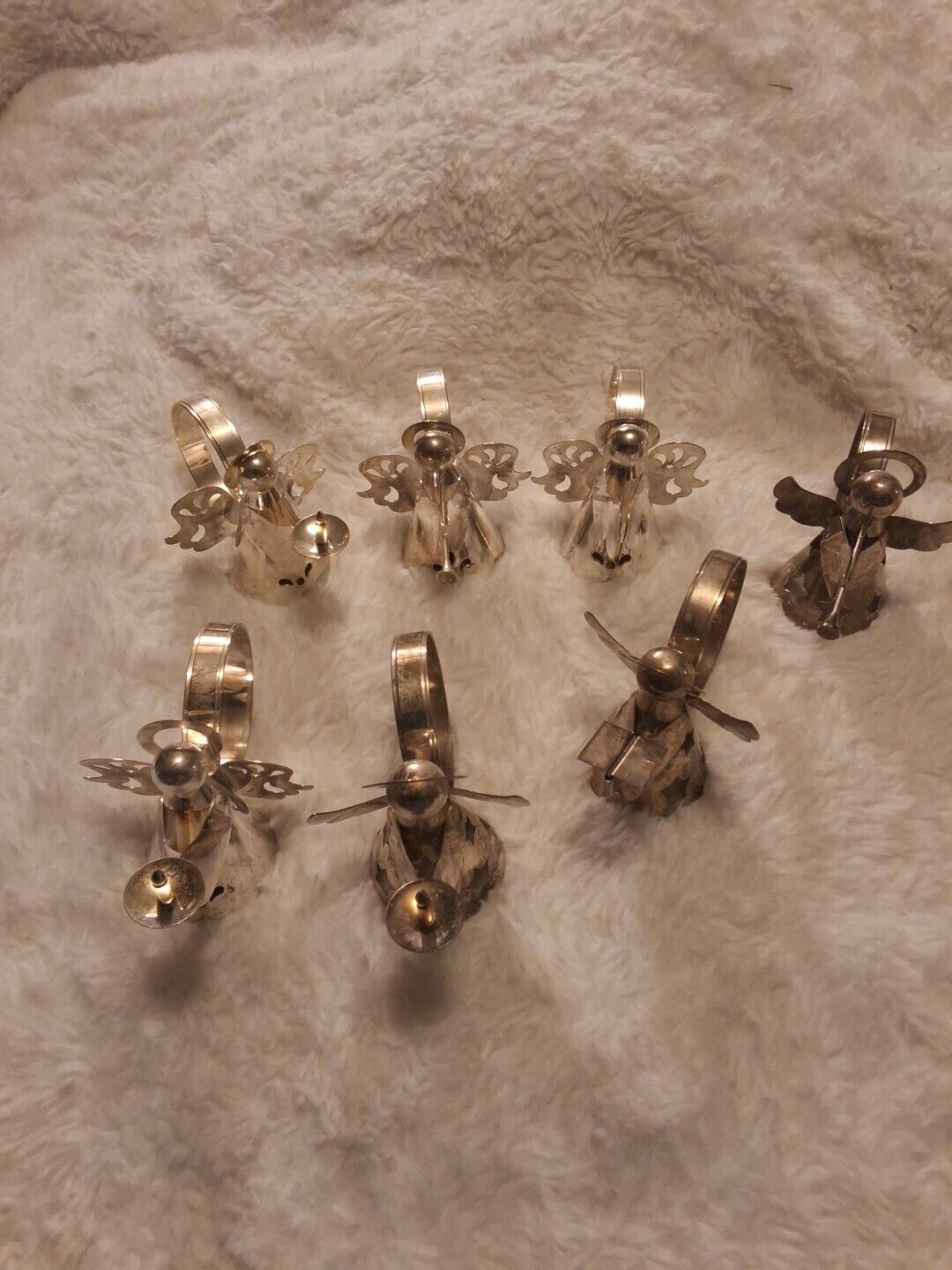 Vintage Regal Silver Angel Napkin Holders Rings Silver-Plated 1985 Set of 7