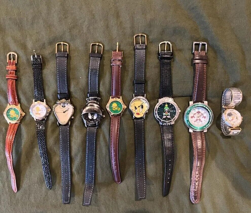 Armitron Looney Tunes Collectible Watch Lot, 9 Watches, Vintage 1990s