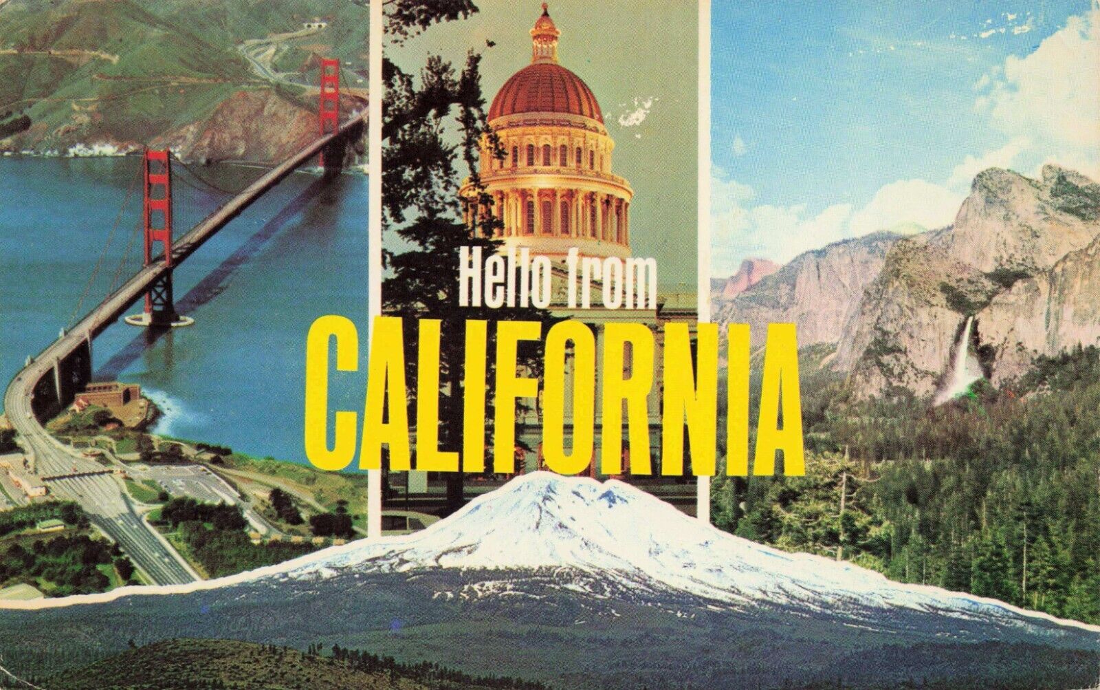 Hello From California Vintage Chrome Multiview Postcard Unposted
