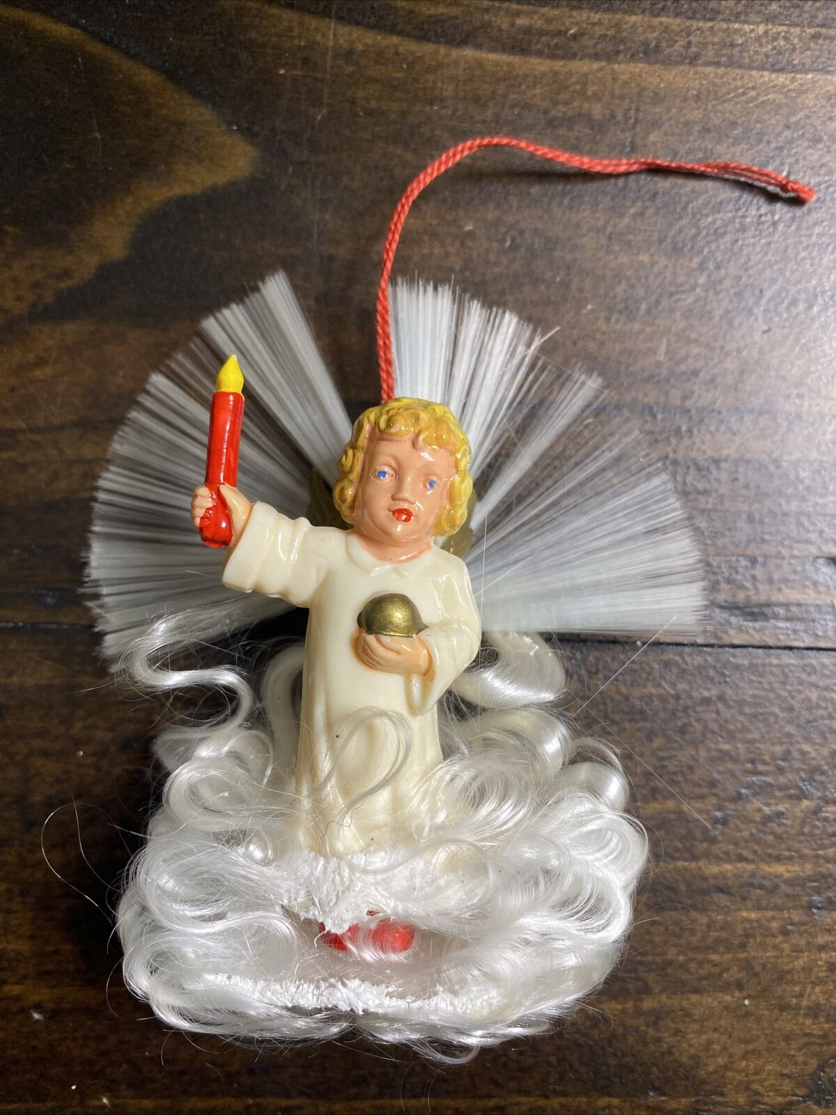 Vtg Christmas Ornament Angel Spun Glass Angel Hair
