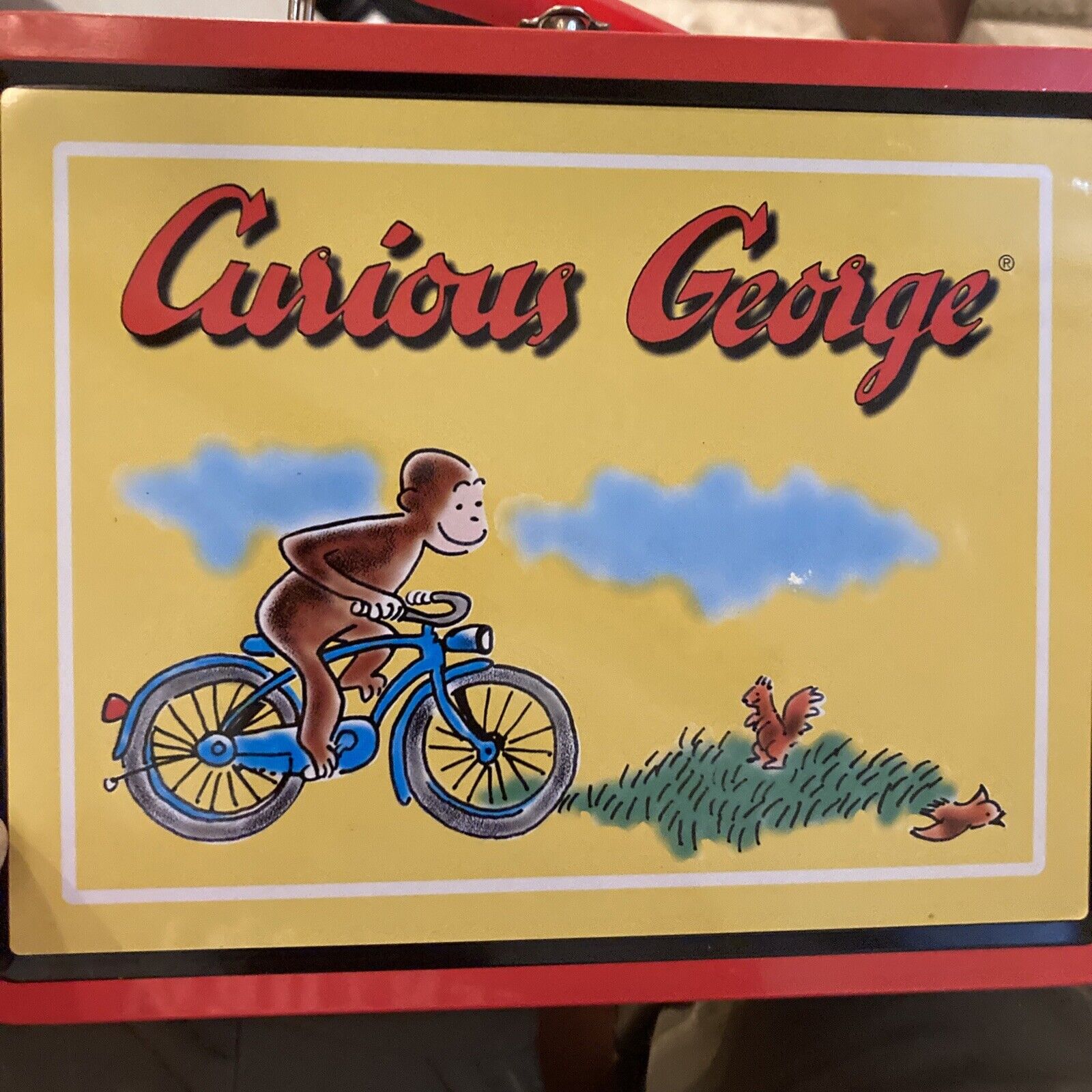 Vintage 1998 Curious George Metal Lunchbox Universal Studios Tin Container Box