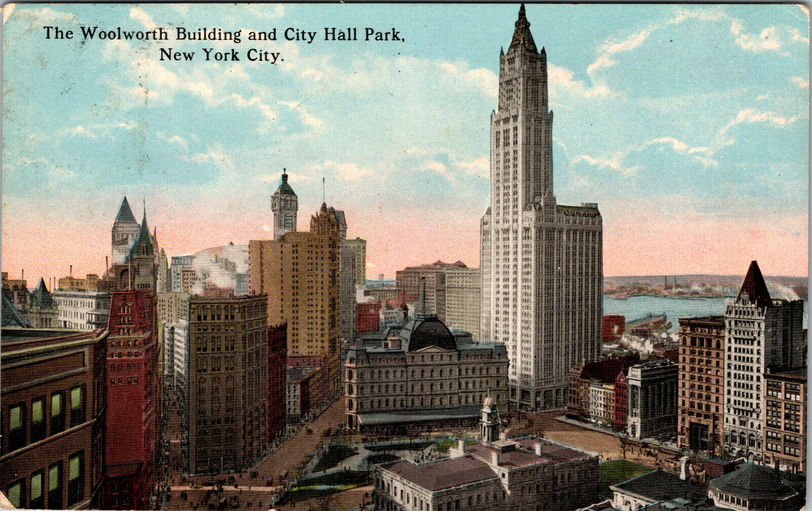 New York City NY The Woolworth Building And City Hall Park Postcard 