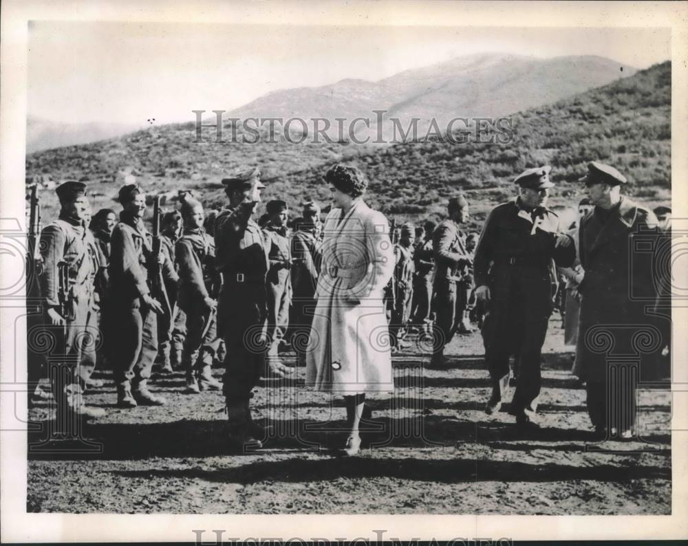 1948 Press Photo Queen Fredericka Reviews Greek Forces in Konitsa - sbx13752