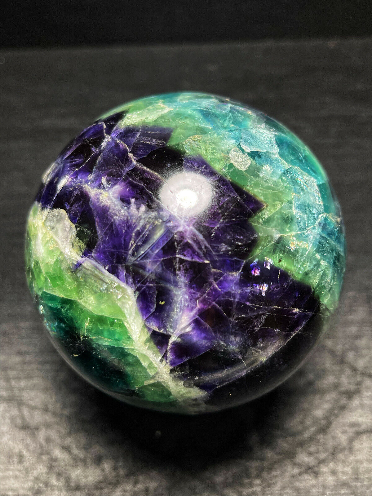 1420g Natural Rainbow Fluorite Ball Quartz Crystal Healing Sphere Reiki CXF149