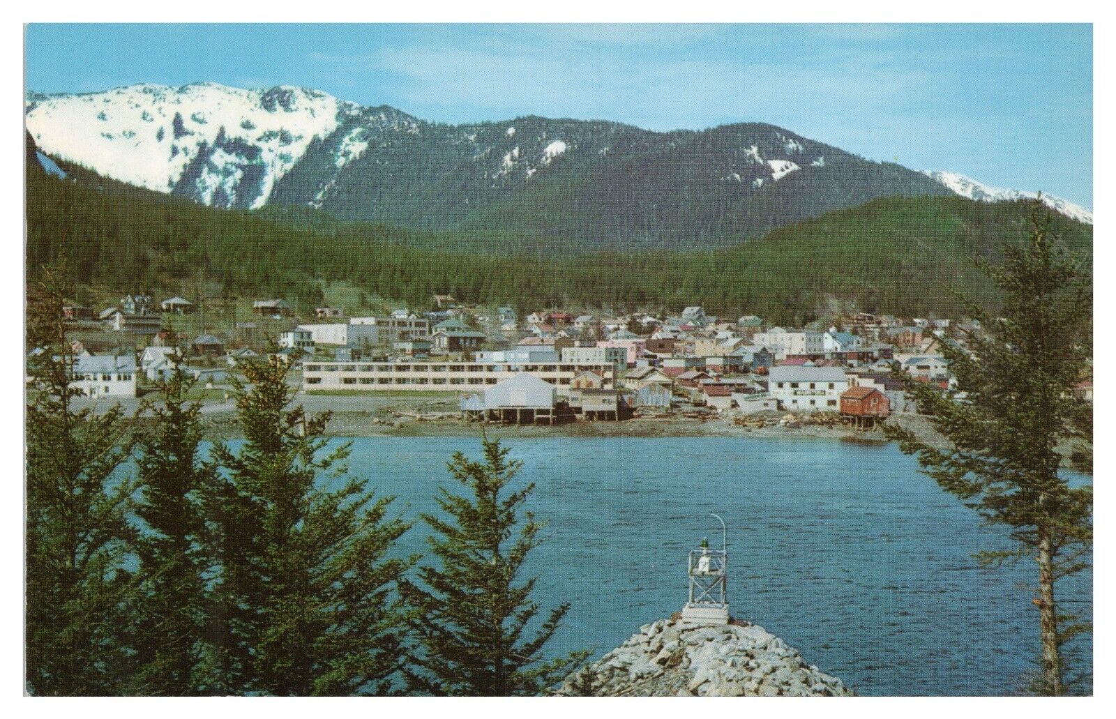 Vintage Douglas Alaska Across Gastineau Channel Postcard Chrome