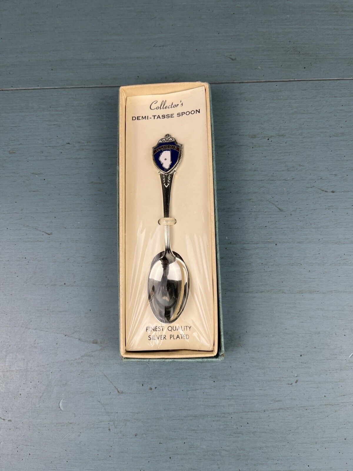 Vtg Collector\'s Demi-Tasse Spoon Souvenir Illinois Silver Plated