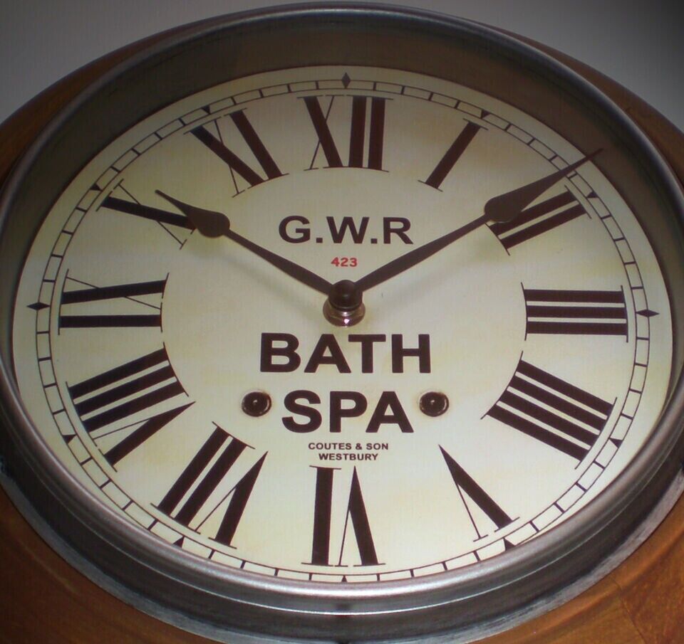 Great Western Railway GWR Victorian Style Wooden Clock, Bath Spa Station