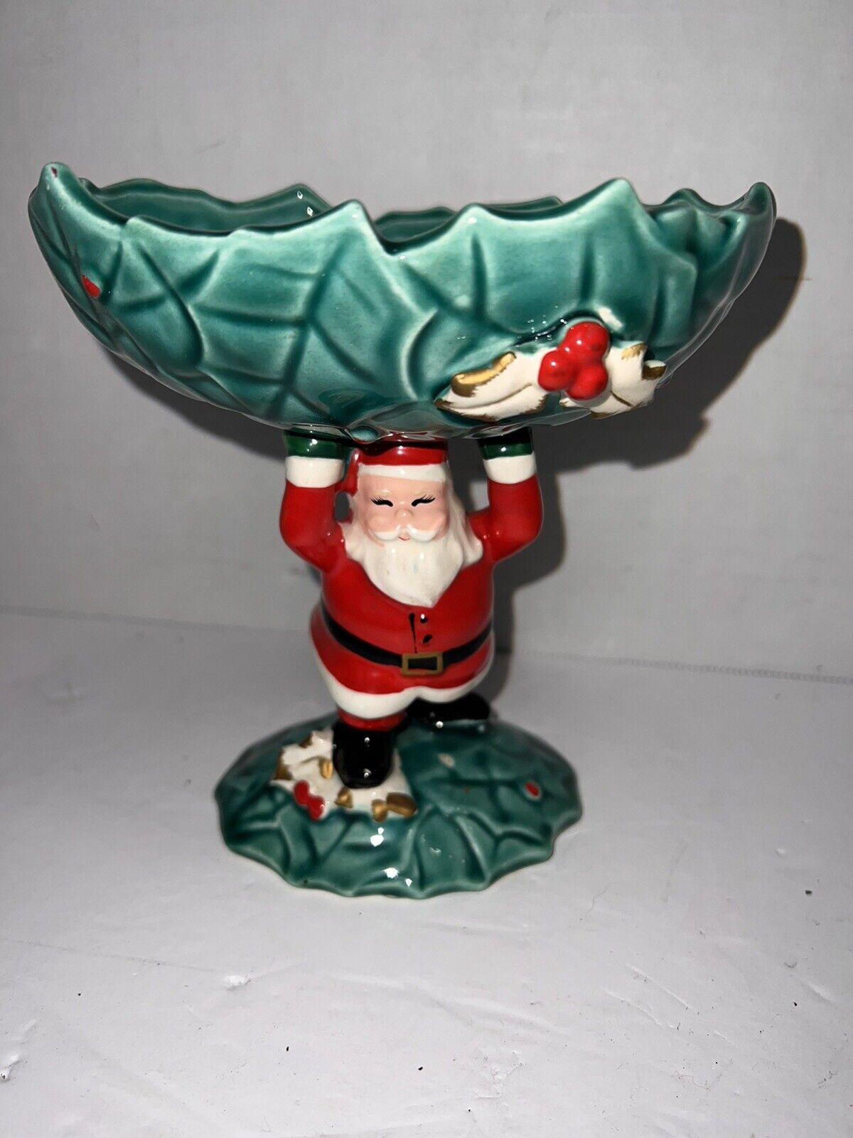 Vintage NAPCOWARE Santa Holds Candy Dish  X 5475