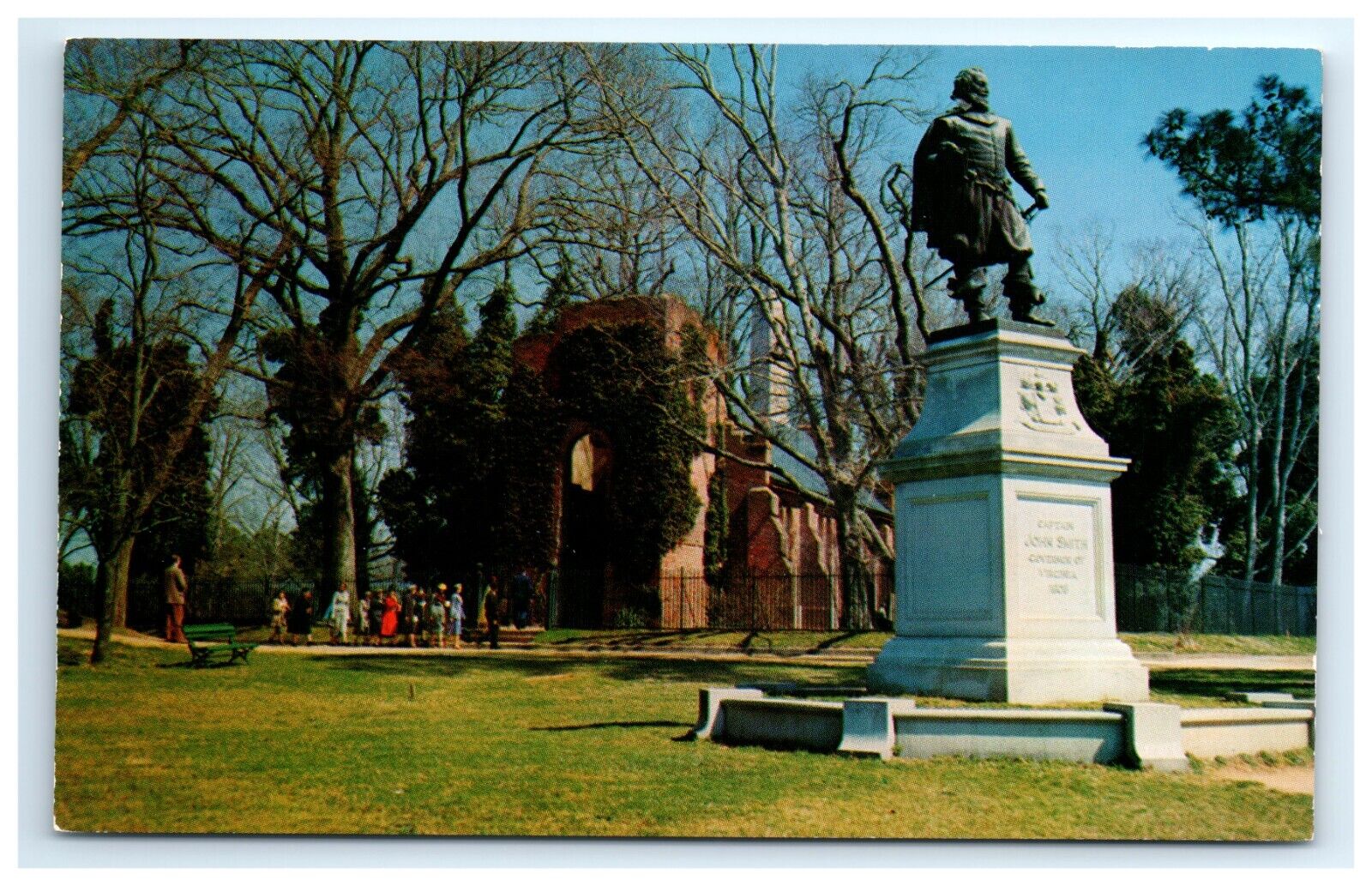 Postcard Bronze Statue Captain John Smith Jamestown Virginia c1957 Unposted