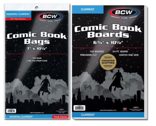 BCW Thick Comic Book Bags (Modern/Current) and Boards (100) Acid Free Archival