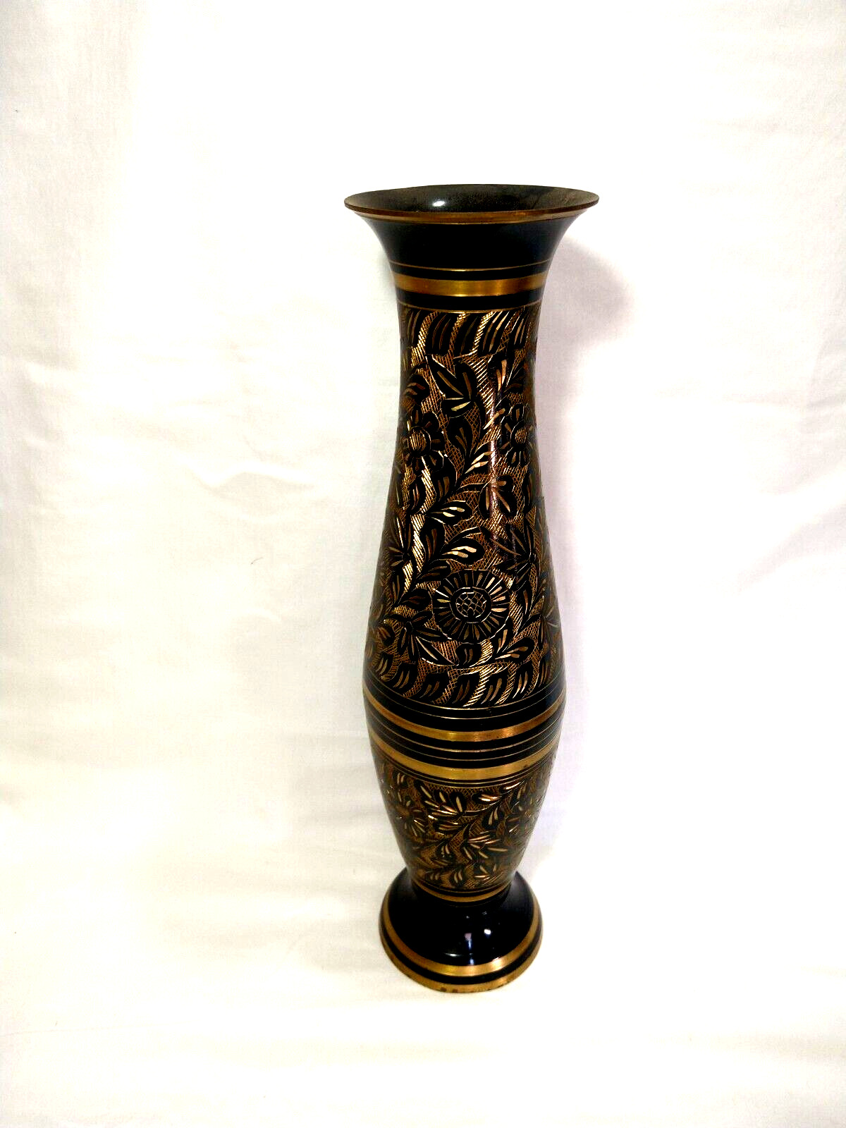 Etched Black and Brass Elegant Vase 