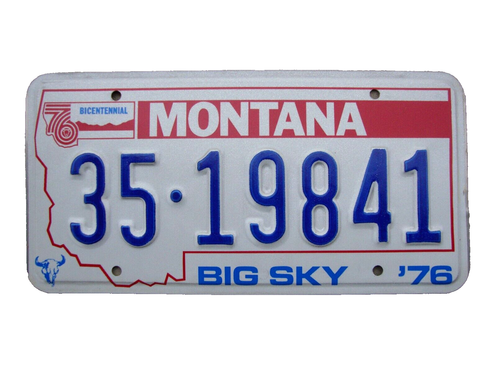 NOS 1976 Montana Bicentennial Big Sky license plate in unissued Mint condition