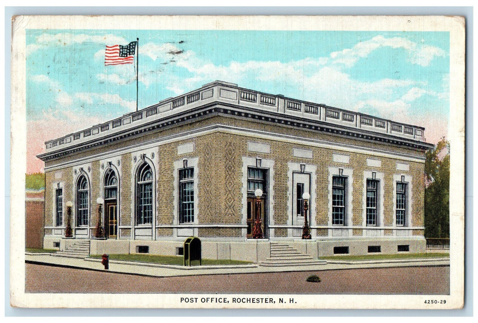 1938 View Of Post Office Rochester New Hampshire NH Vintage Posted Postcard