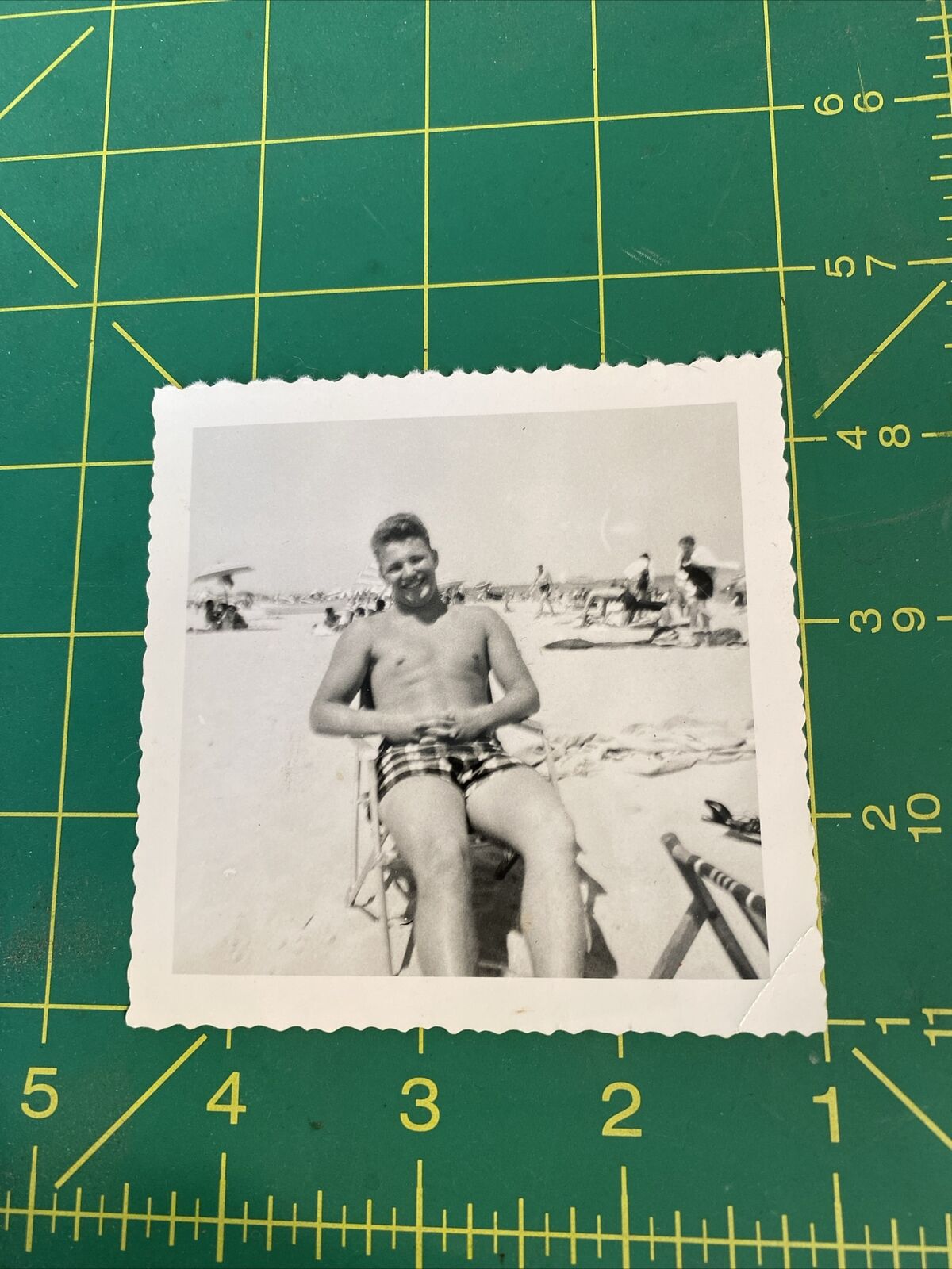 Vintage Handsome Shirtless Young Guy Beach Gay Interest Snapshot Photo