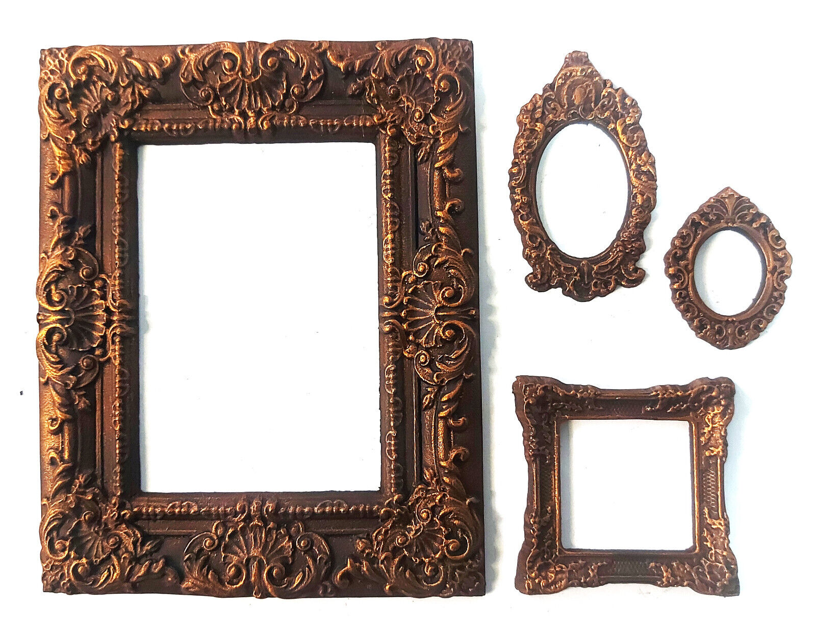 Brown Vintage Photo Frame Mini Photo Frame Set of 4 Decorative Round and Square