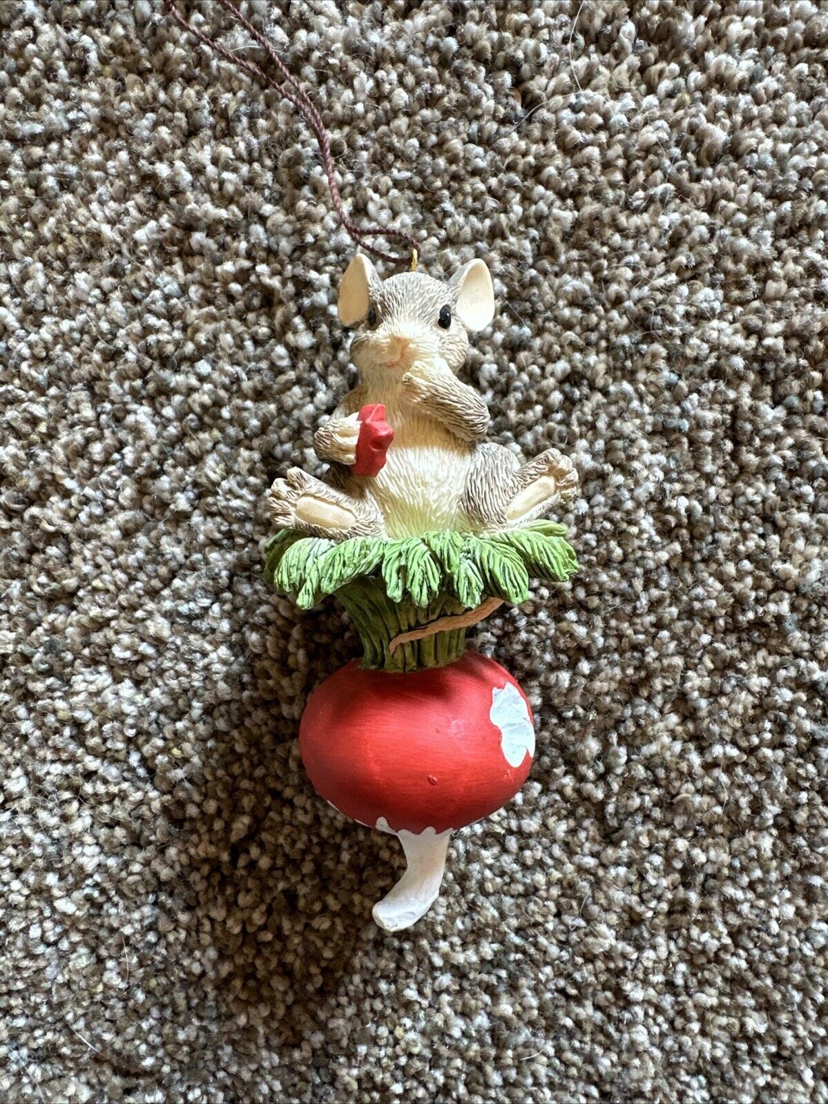 “This Is Hot” Ornament RETIRED Charming Tails mouse & radish figurine