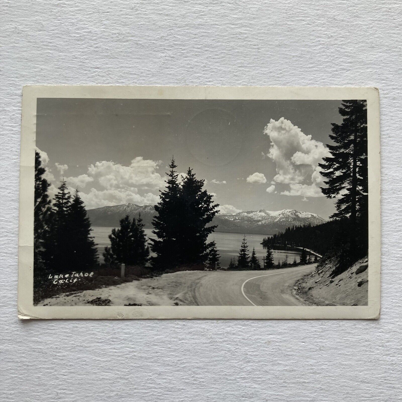 RPPC Lake Tahoe, Calif Circle Road Vintage PC 1942