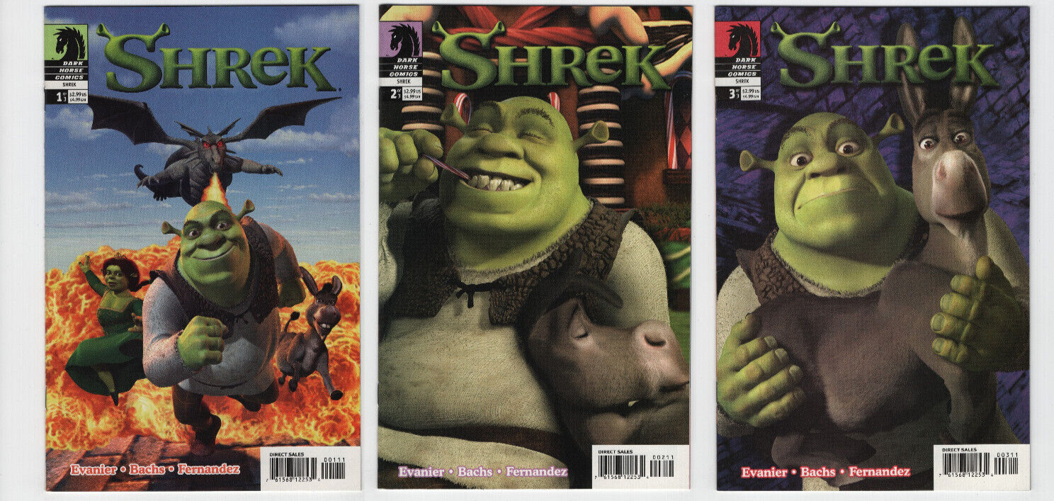 Shrek #1 2 3 Complete Set Series 1st Appearance in Comics Dark Horse 2010