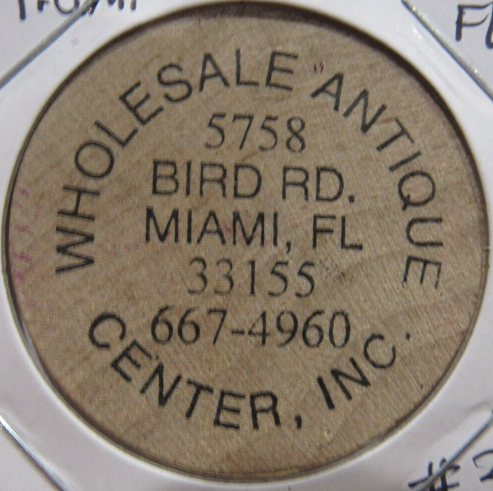 Vintage Wholesale Antique Center Miami, FL Wooden Nickel - #3 Token Florida