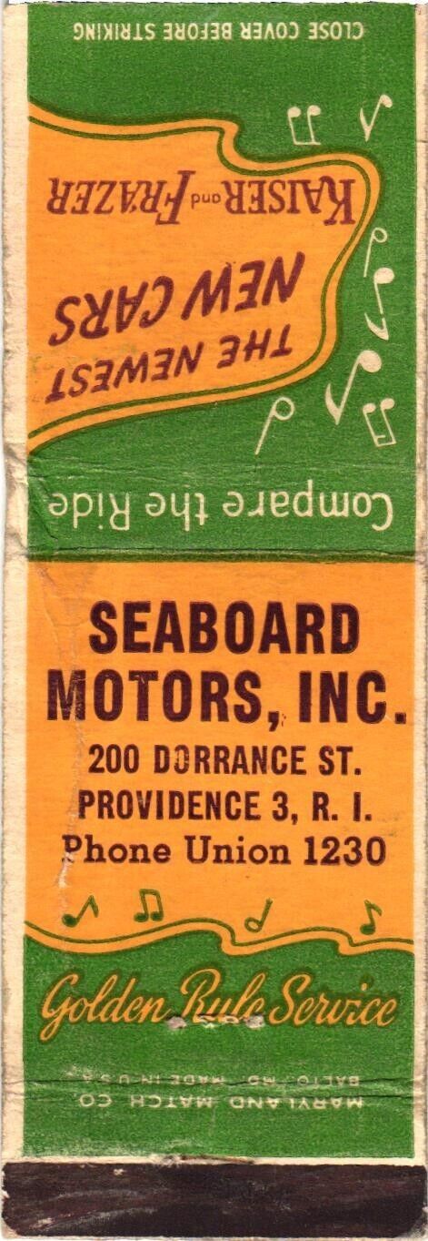 Seaboard Motors, Inc. Providence, Rhode Island Vintage Matchbook Cover