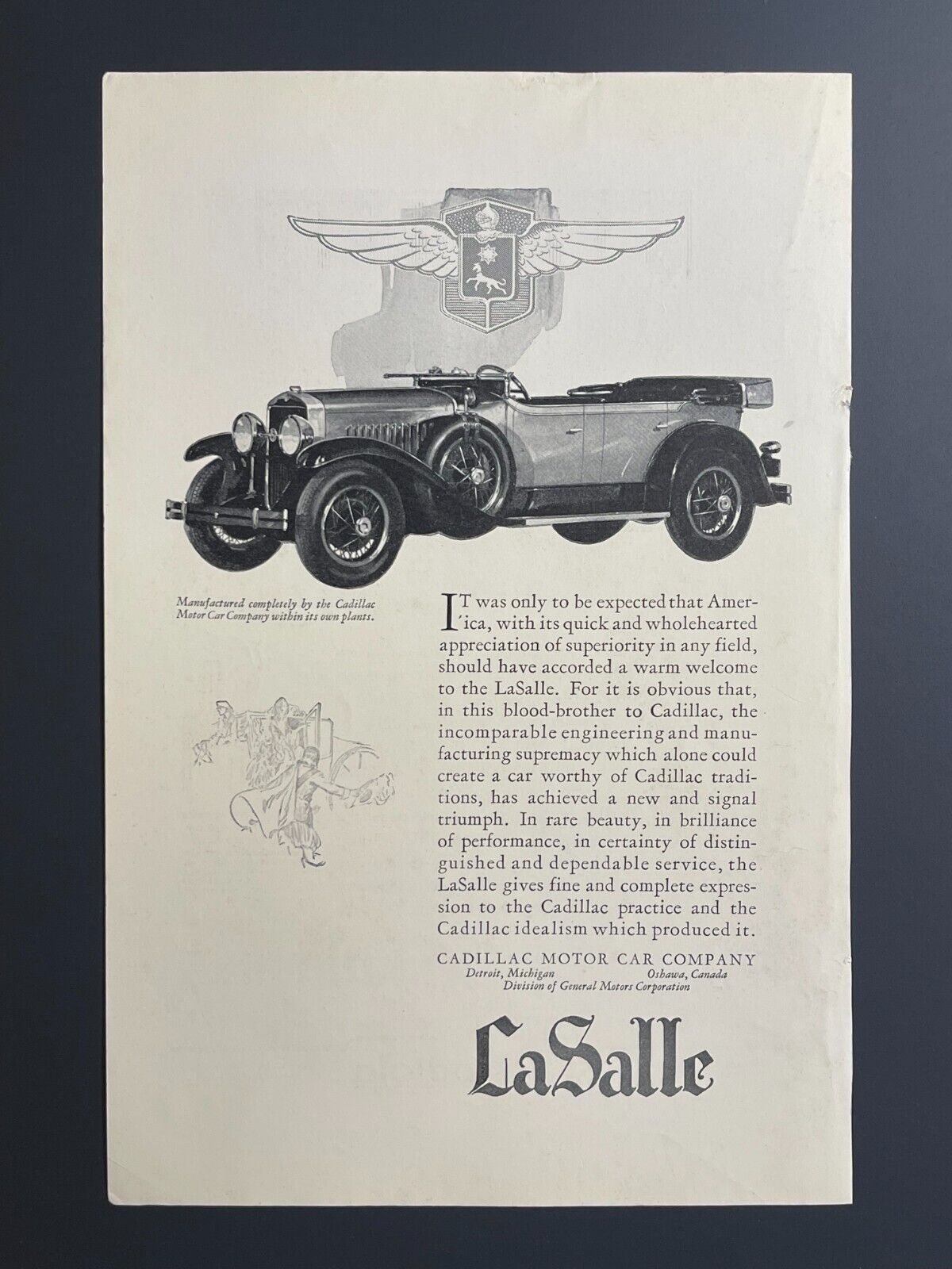 1927 La Salle Convertible Cars- Original Print Advertisement (10 in x 6.5 in)