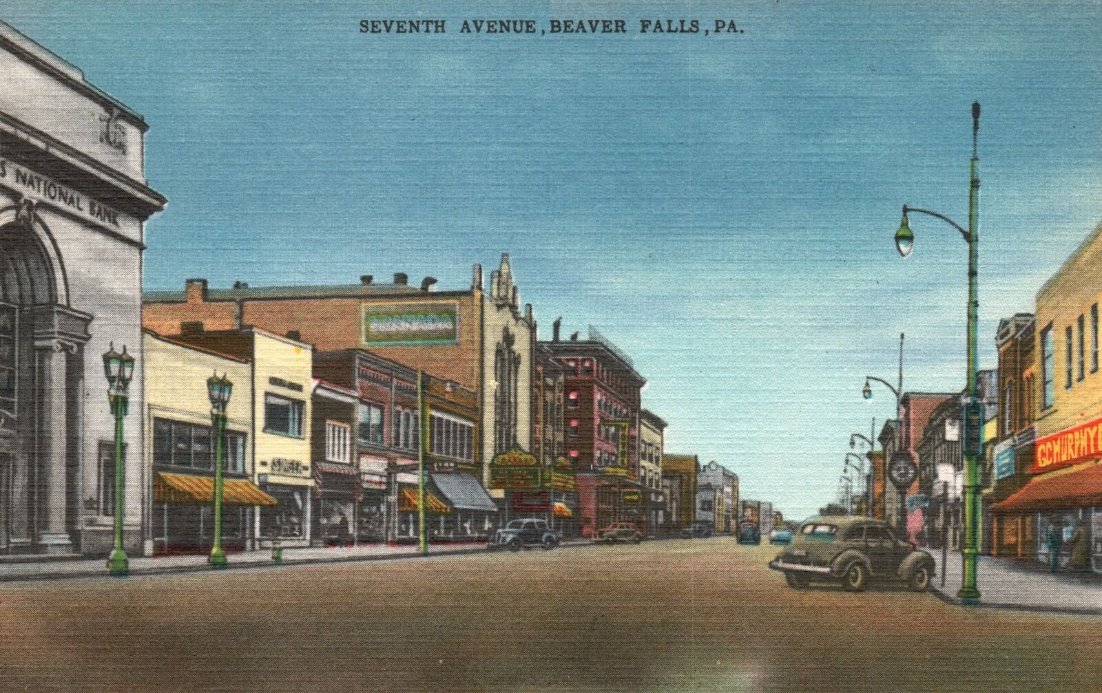 Vintage Postcard Seventh Avenue Beaver Falls Pennsylvania Imperial Greeting Card