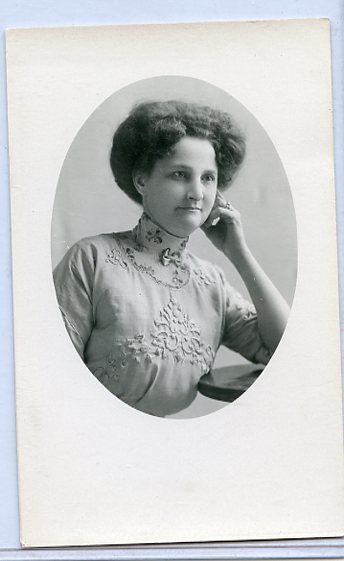 Real Photo Postcard - Pretty Young Lady - Dressy Top - Short Hair