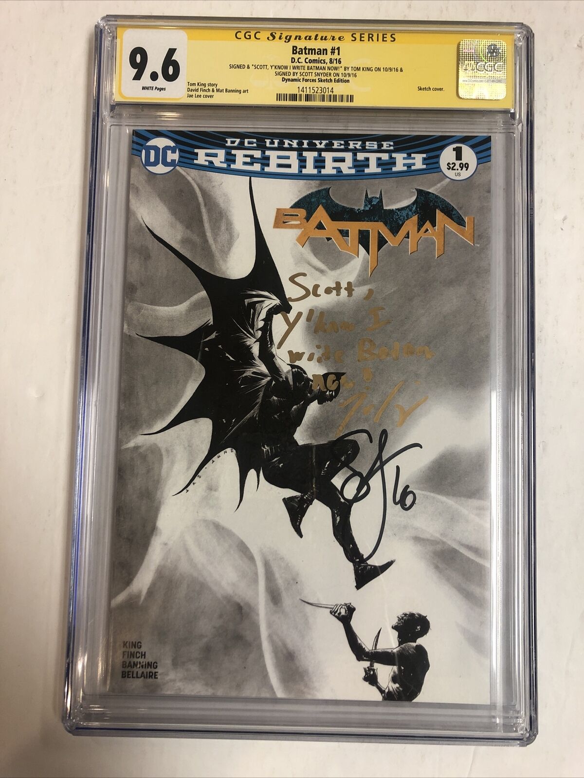 Batman (2016) # 1 (CGC Signature Series 9.6 WP) Signed By Snyder & King | DF Var