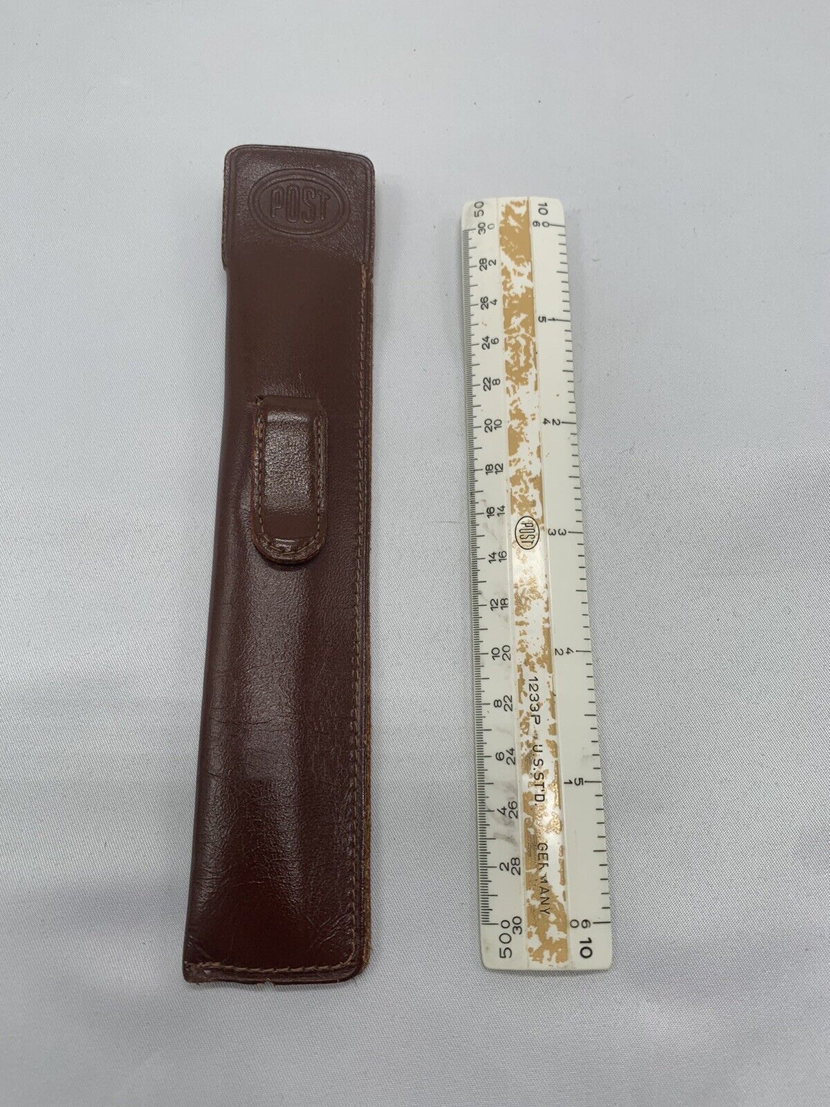 Vintage Fredrick POST Engineering Ruler # 1233 with Leather Case RARE