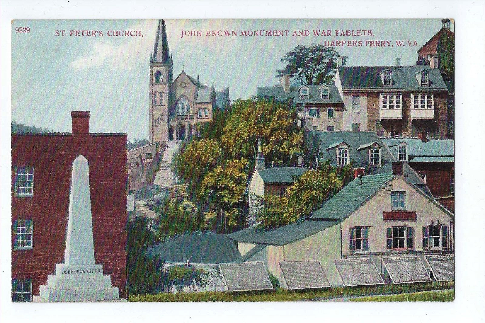 St. Peters Church Postcard John Brown Monument Harpers Ferry West Virginia c1908
