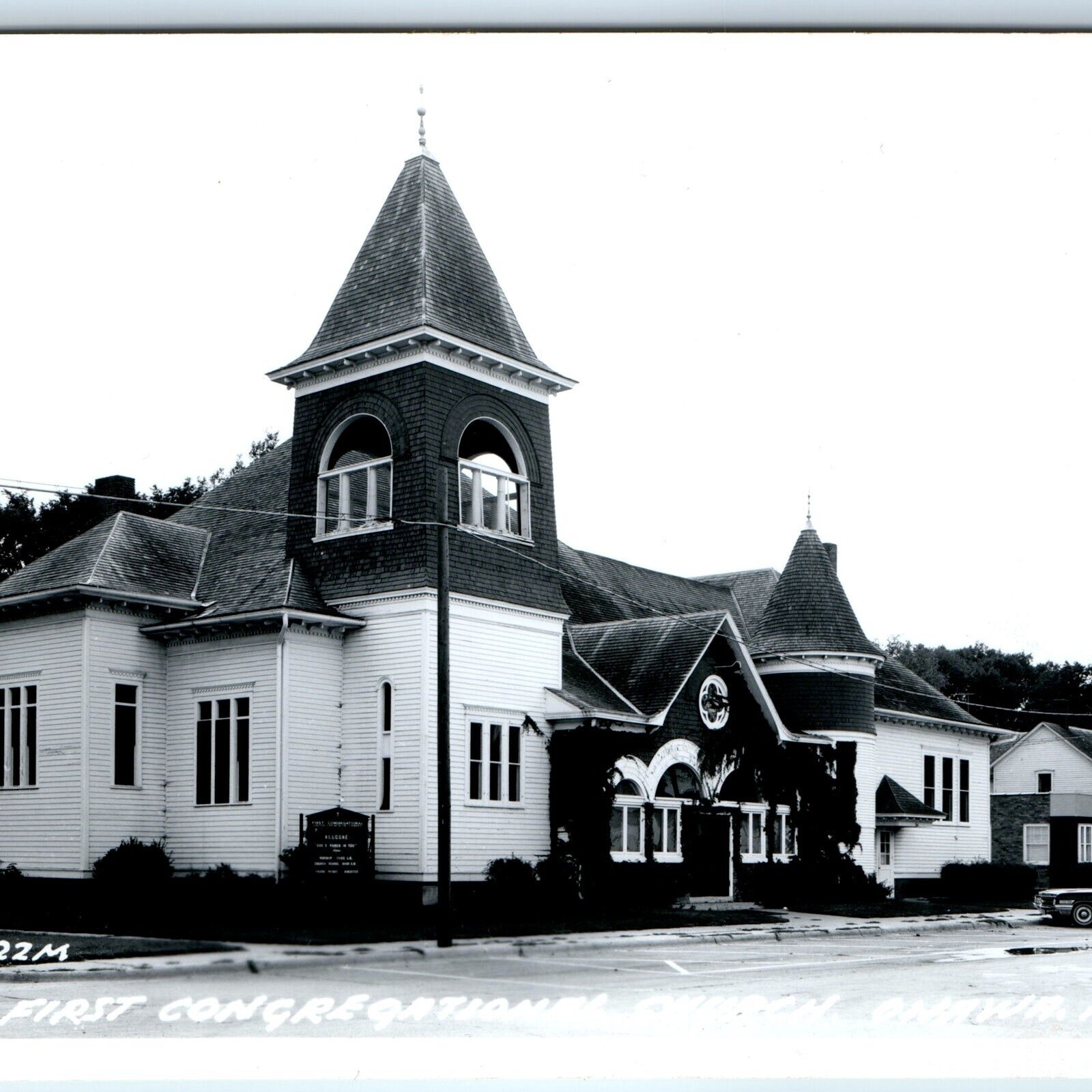 c1960s Onawa, IA First Congregational Church Car RPPC Real Photo Postcard A103