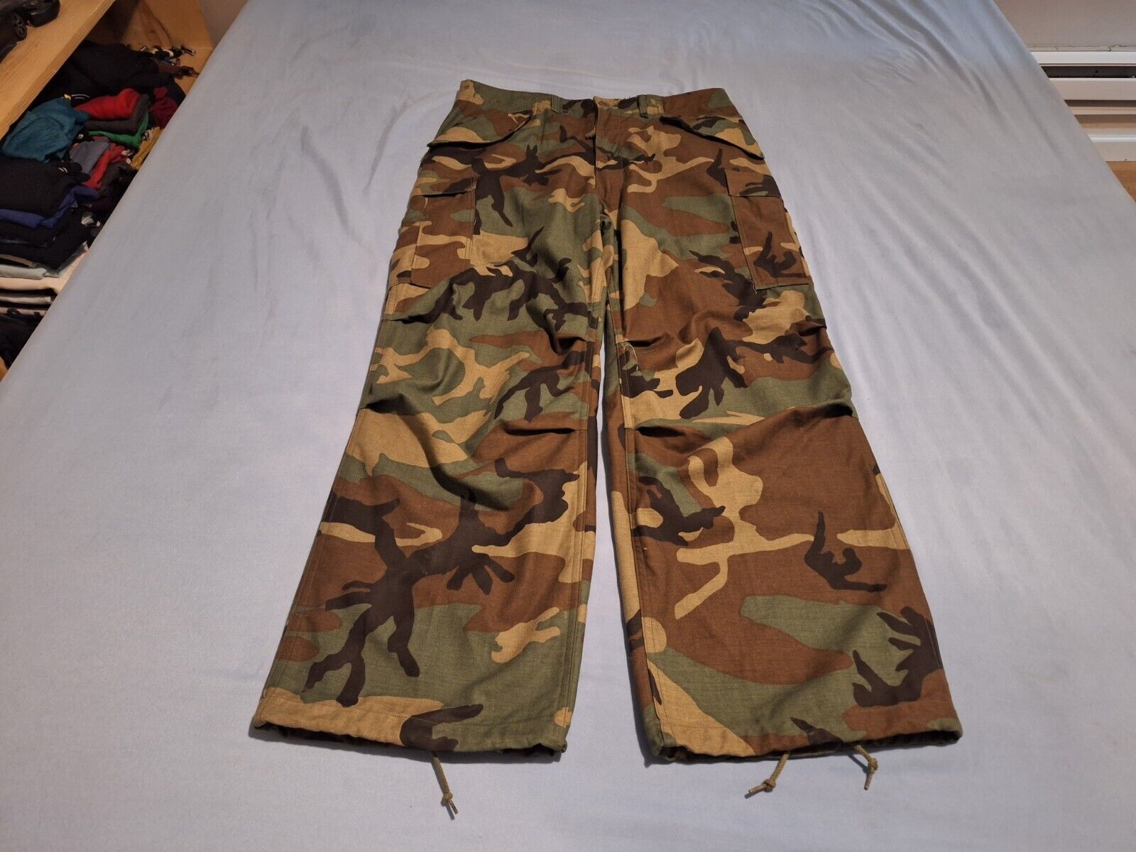 US Army Woodland 50% Nylon 50% Cotton Cold Weather Field Trousers Medium-Regular