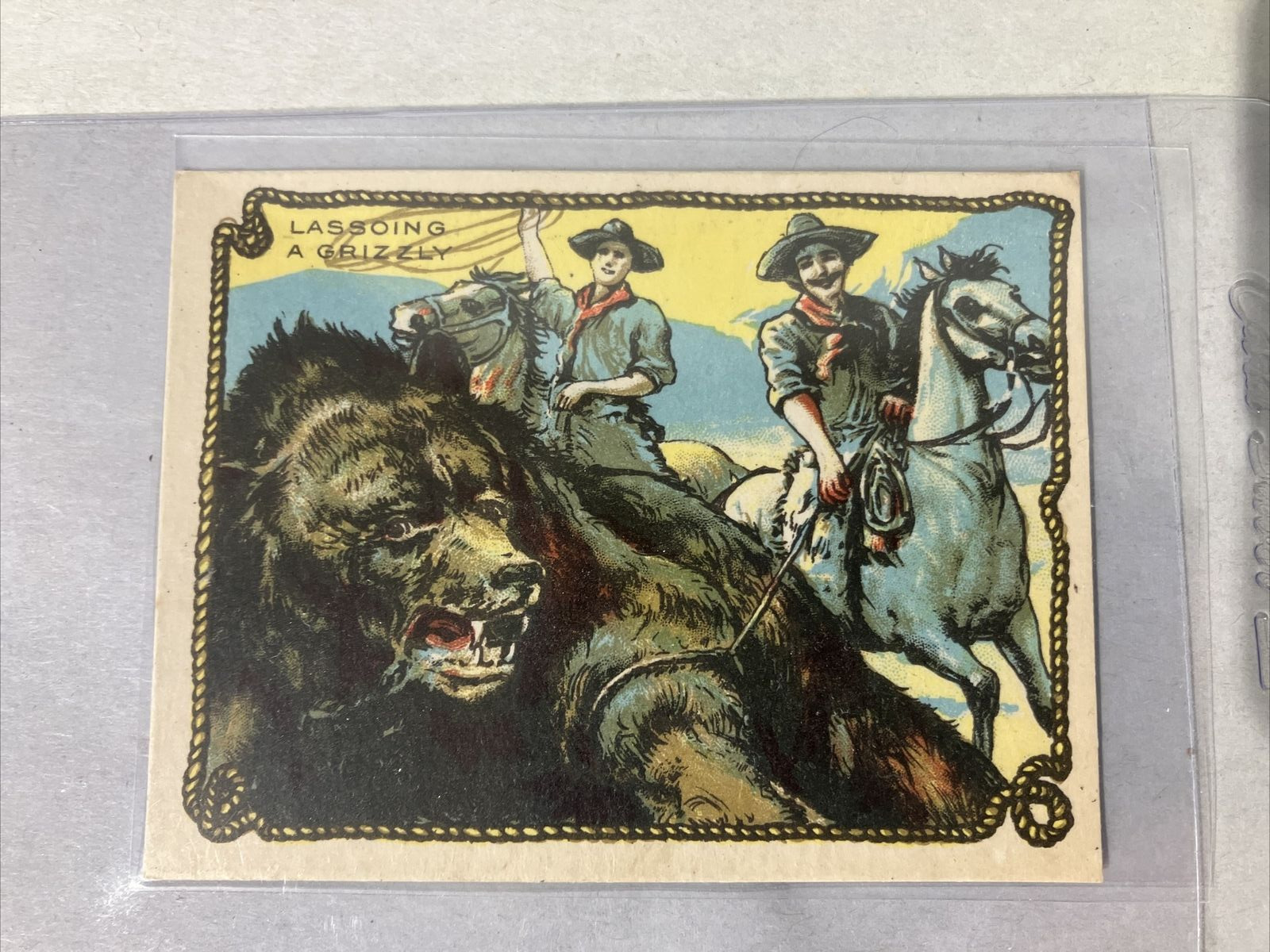 1909-12 Hassan Cowboy Series Tobacco T53 Lassoing A Grizzly RARE CANADIAN (NM)