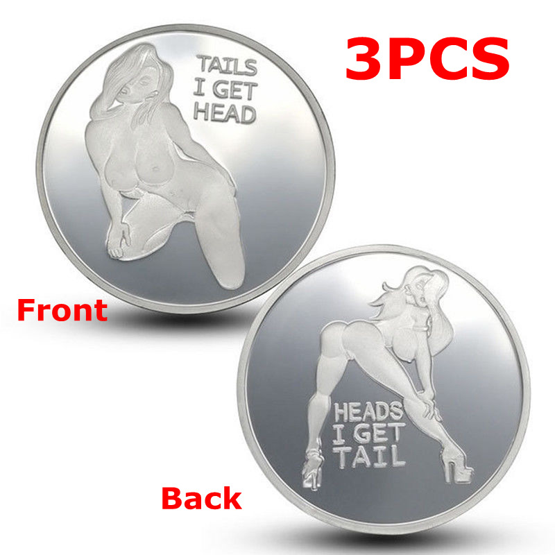 3PCS Heads I get Tail Tails I get Head Adult Sexy Coins Lucky Gifts
