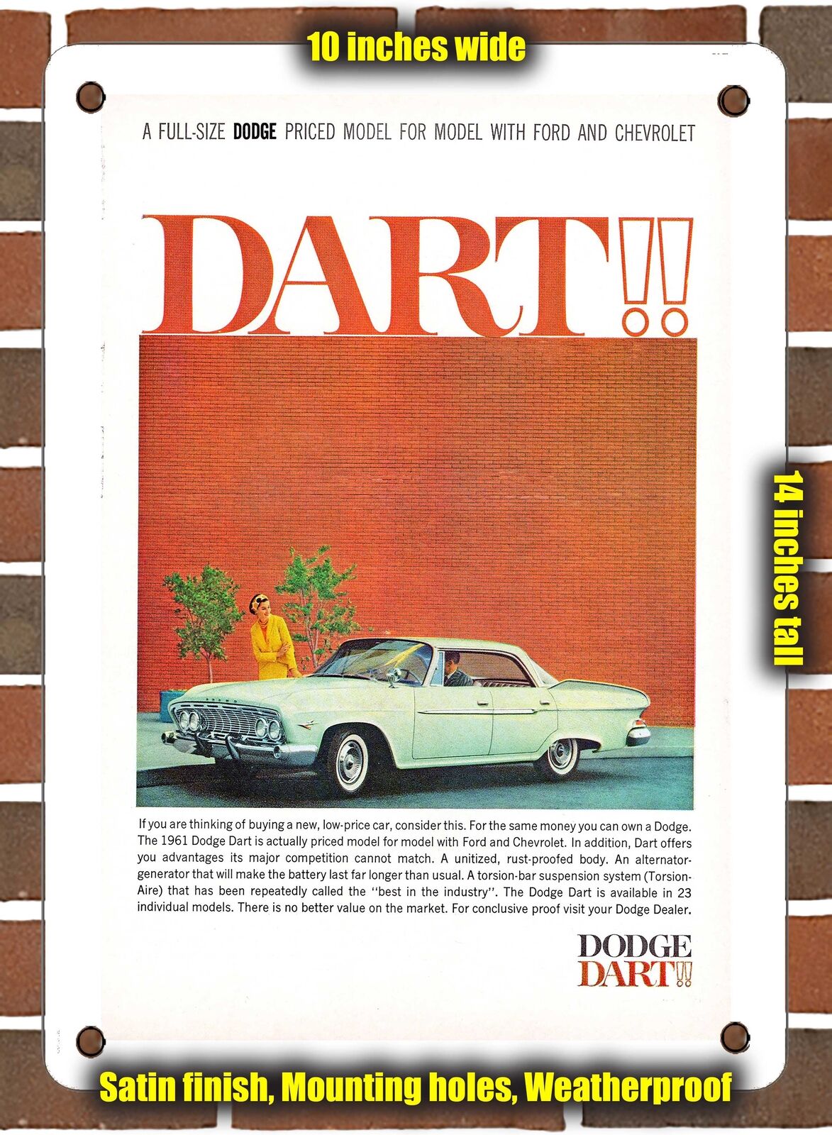 METAL SIGN - 1961 Dodge Dart 4 Door Hardtop - 10x14 Inches