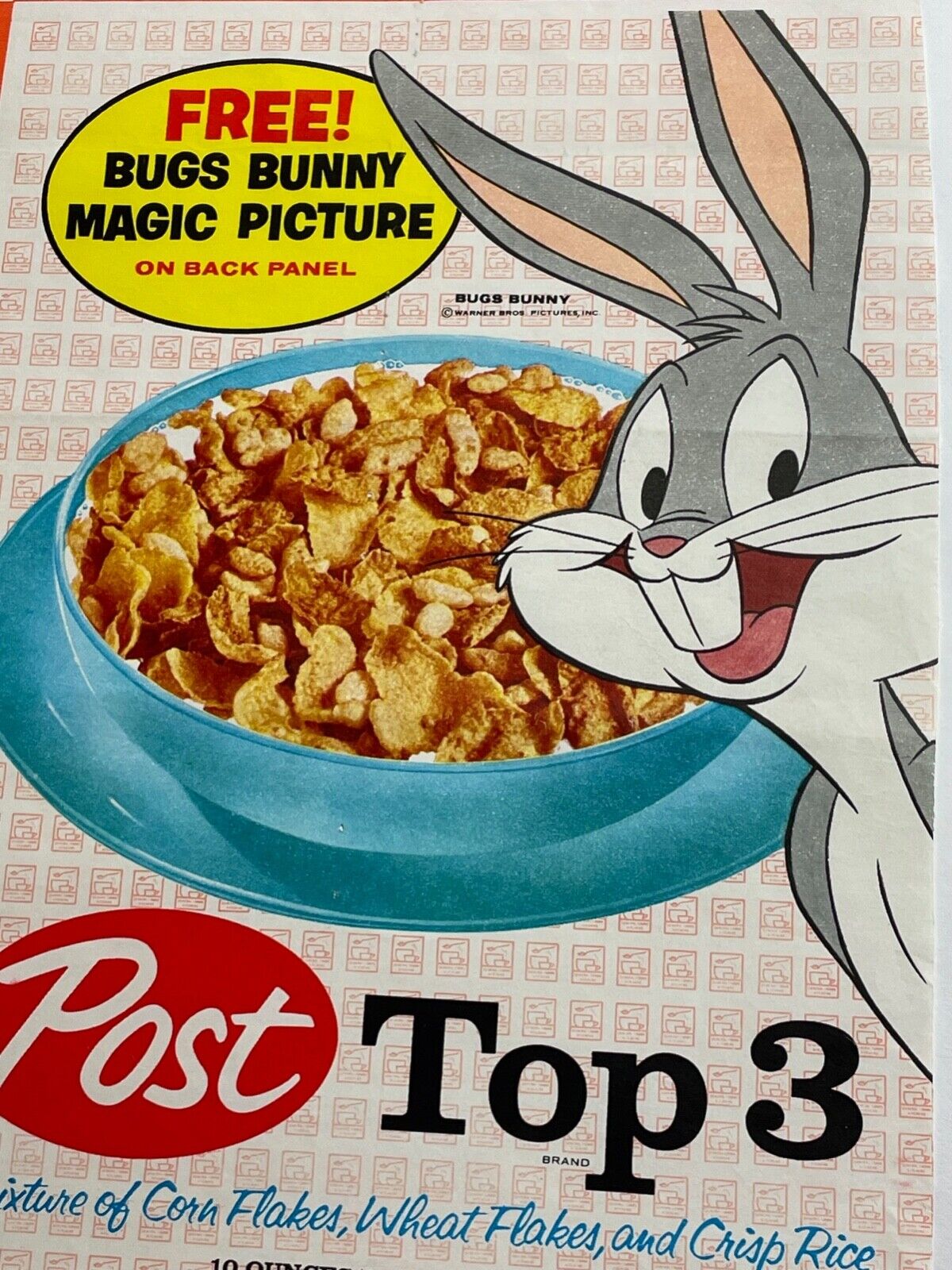 1960\'s Post BUGS BUNNY TOP 3 cereal box paper wrap