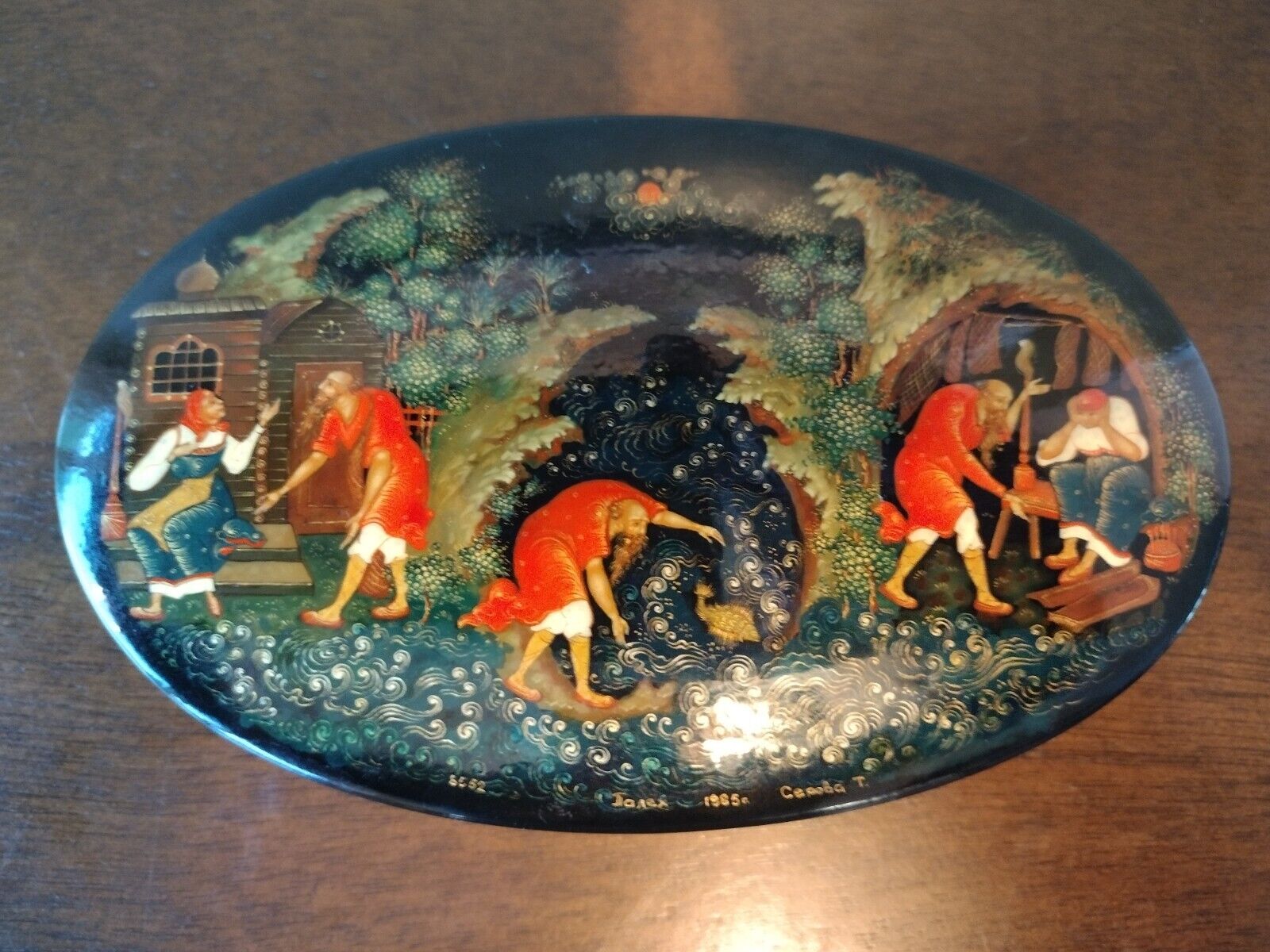  Vintage Lacquer Box Russian Signed Hand Painted USSR Trinket Box