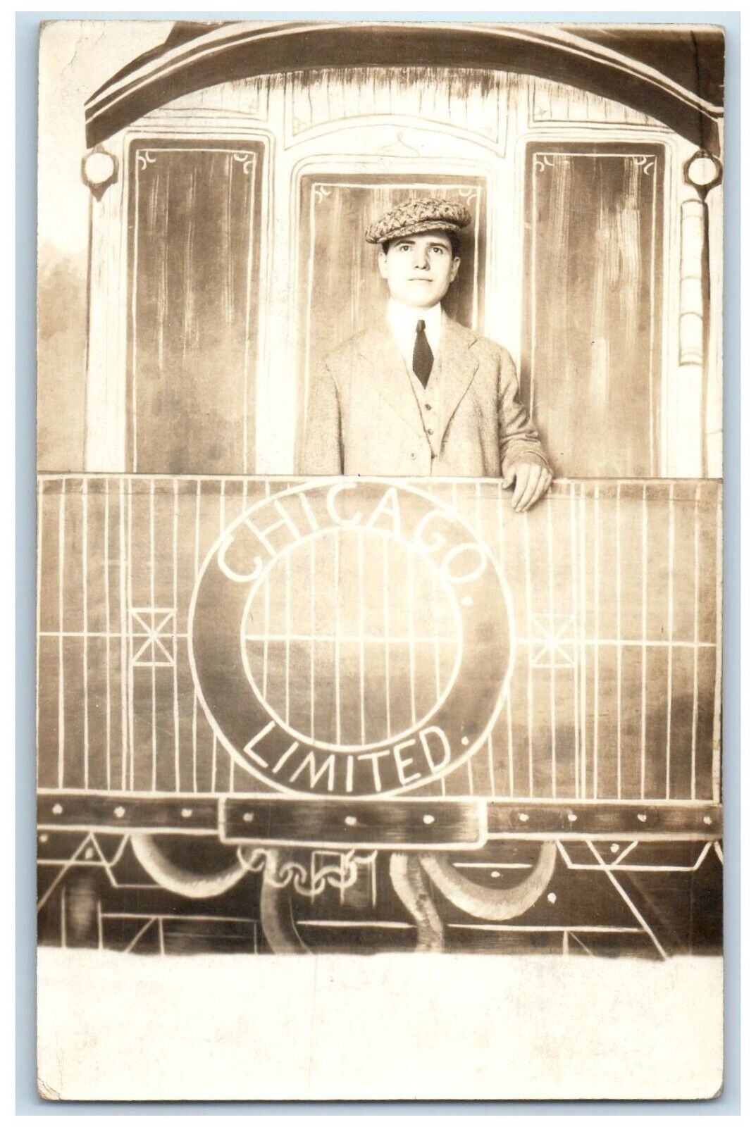 c1910's Man Chicago Limited RPPC Photo Unposted Antique Postcard